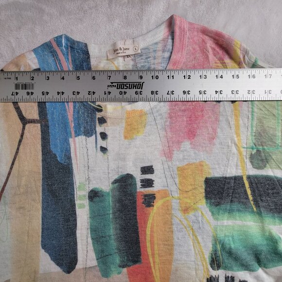 Jess & Jane Women Abstract Print Dolman Sleeve Tunic Top Large Multicolor Casual - Picture 6 of 8